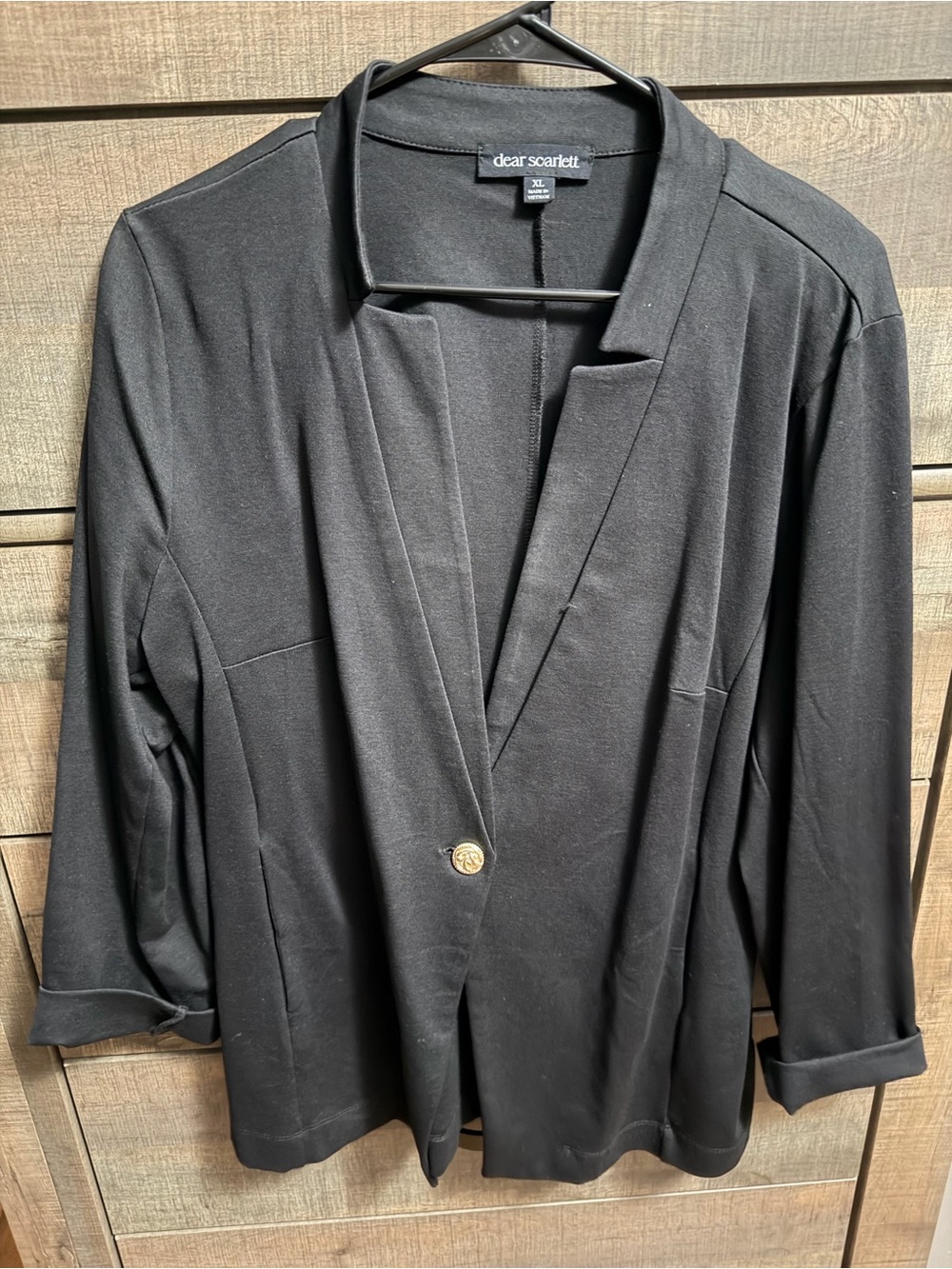 Dear Scarlett Black Single Button Blazer Size XL Gold Button